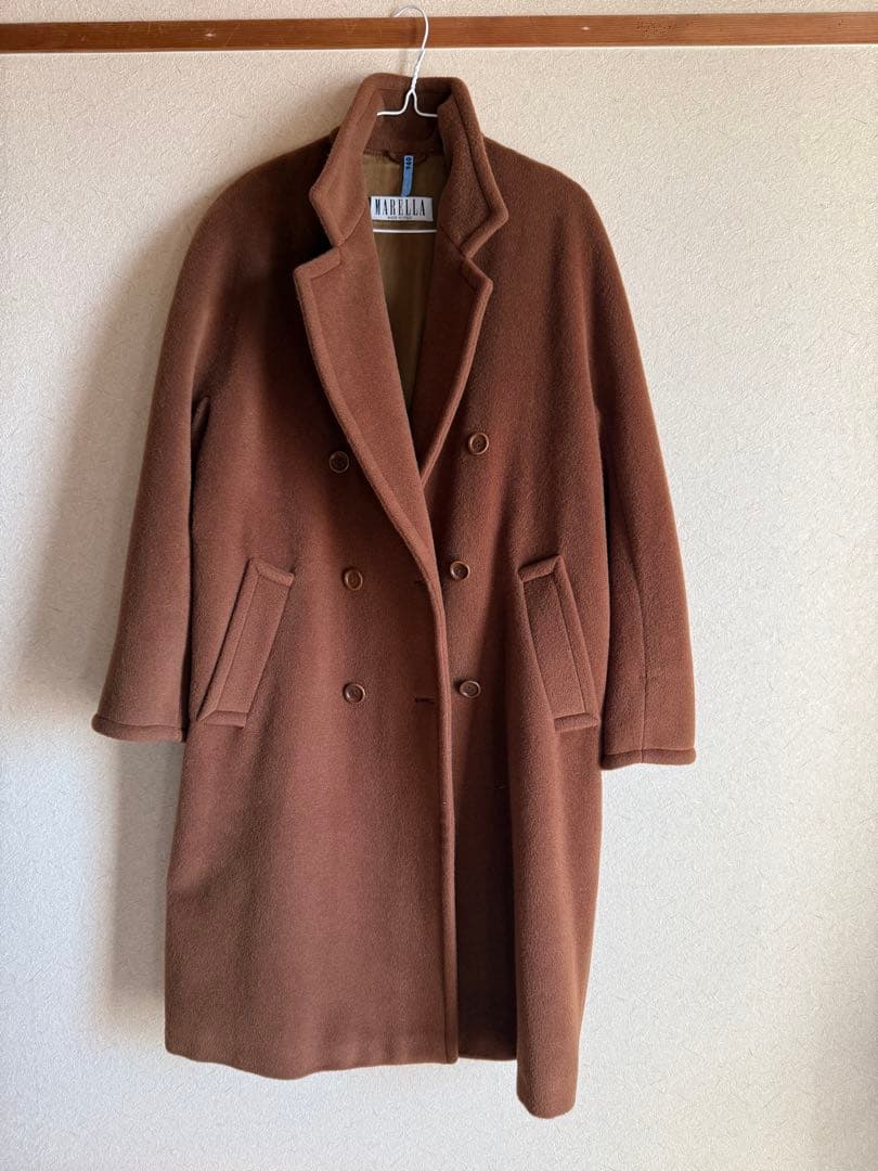 送料込みマックスマーラMARELLA イタリア製最高級コートブラウン 40
