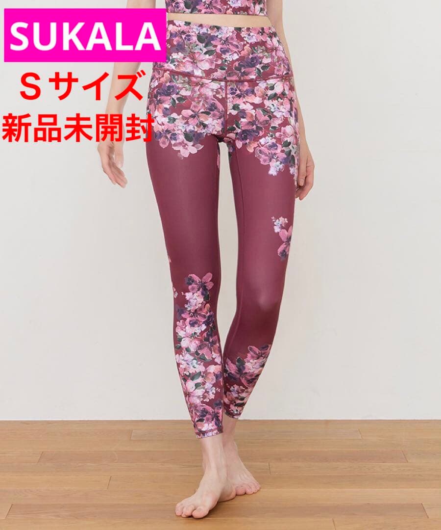 【新品未開封】SUKALAフルオブフラワーパネルレギンスSサイズ ローズコッパー