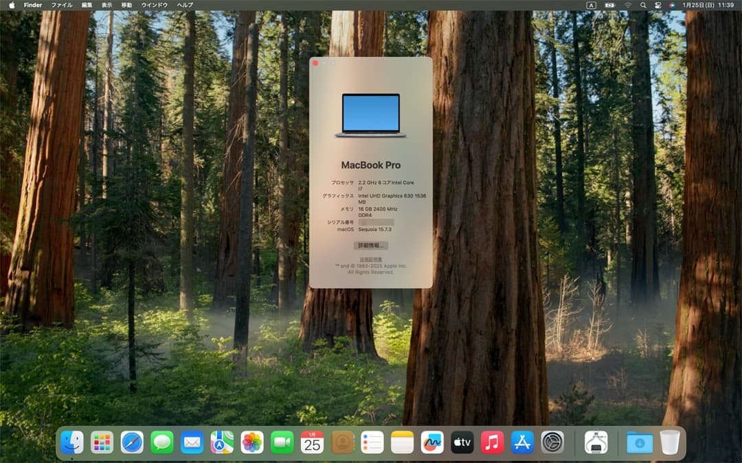 美品 Apple MacBook Pro 2018 15インチ 16G/250G