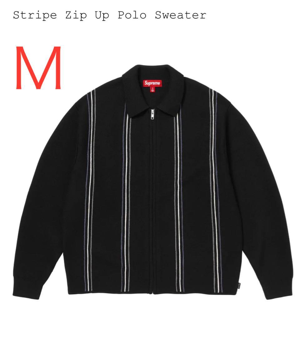 トップス Supreme Stripe Zip Up Polo Sweater M