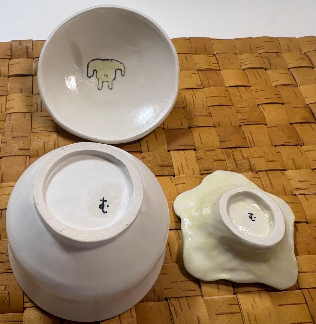 室井夏実さん 犬丼ぶり大・小 小皿4点セット