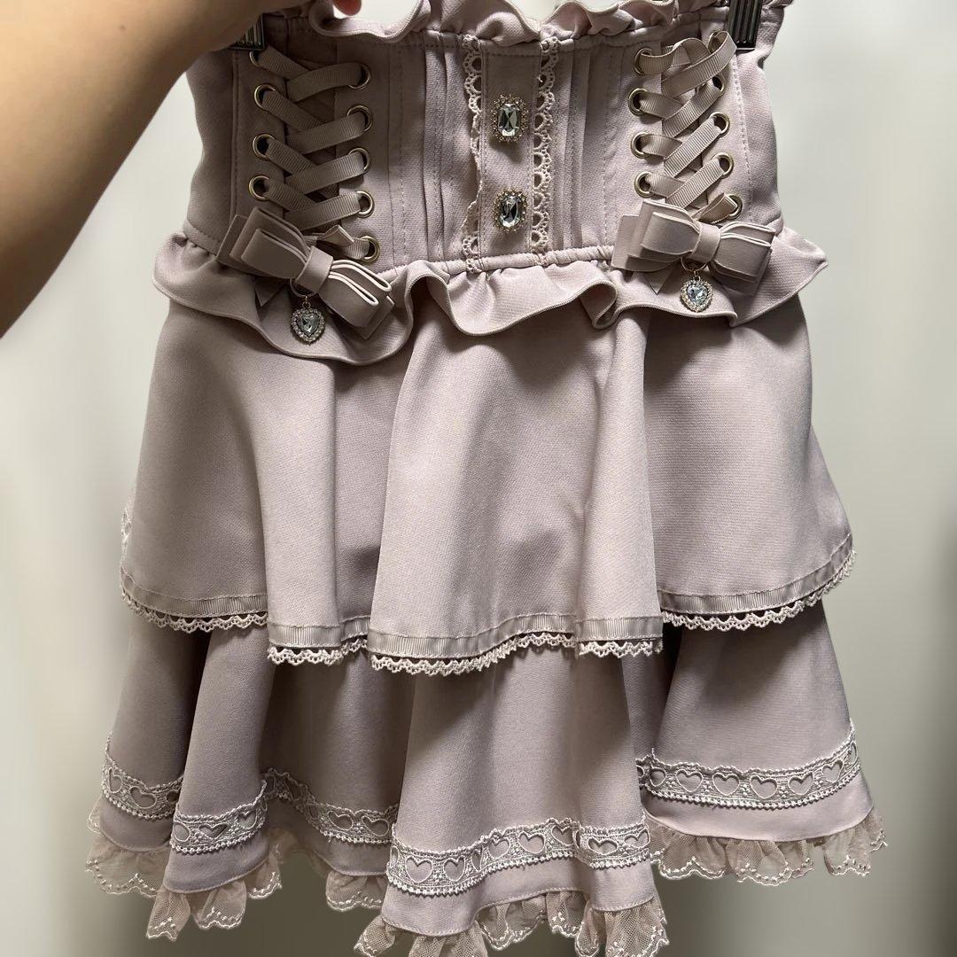 【一度のみ着用】LIZ LISA サスペンダー付きティアードスカパン　ピンク