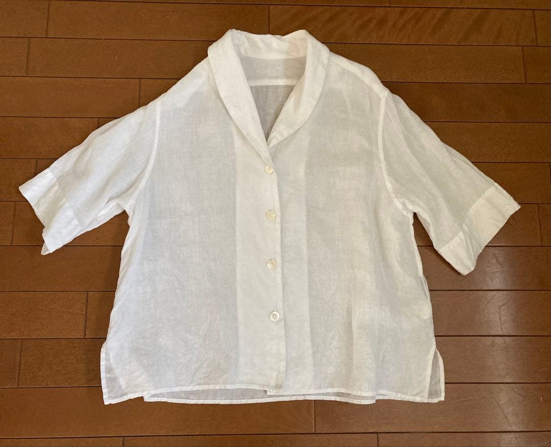 マーガレットハウエル　リネン　ヘチマ襟　ブラウス　Ⅱ ホワイト