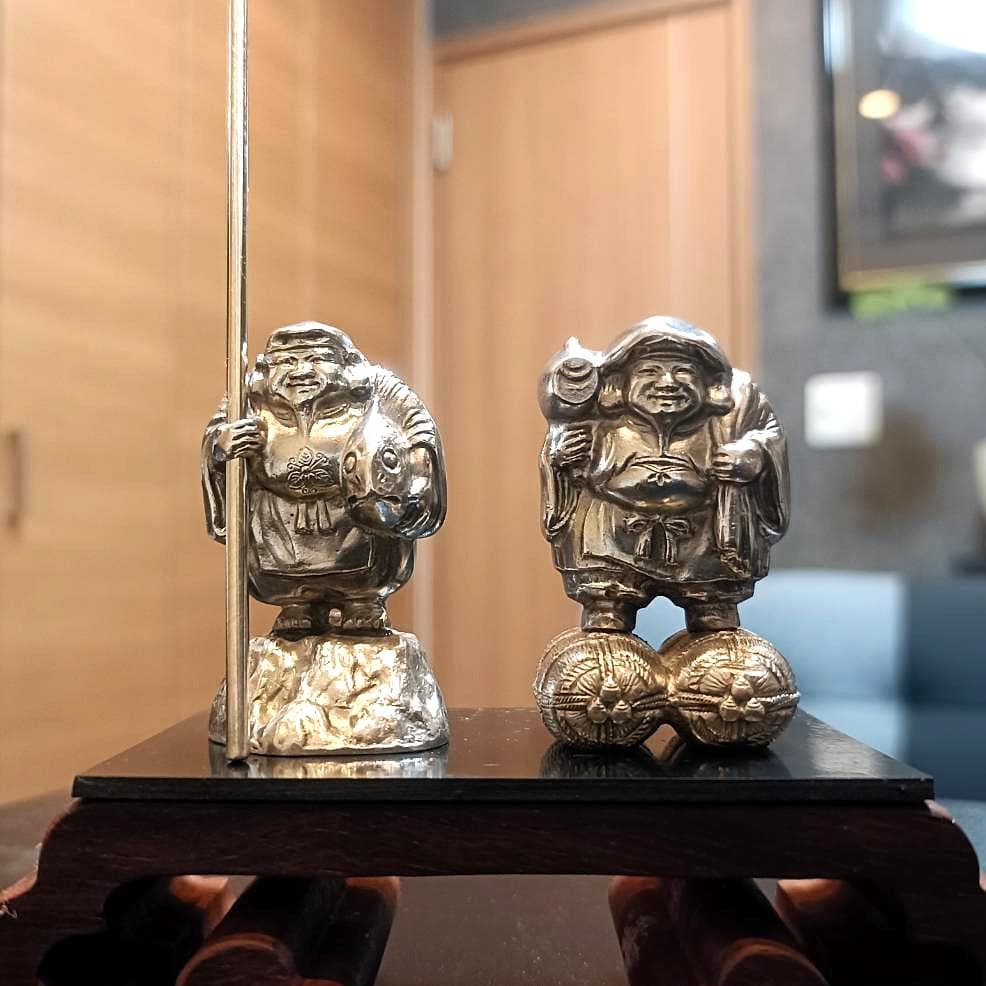 【純銀製】恵比須様・大黒様2体セット【縁起物】川崎貯蓄銀行