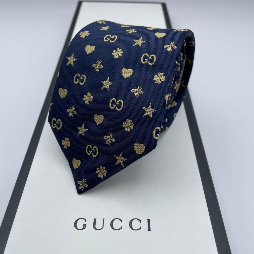 ✨極美品✨GUCCI ネクタイ 現行 シンボルズ 7cm 星 蜂 bee 刺繍