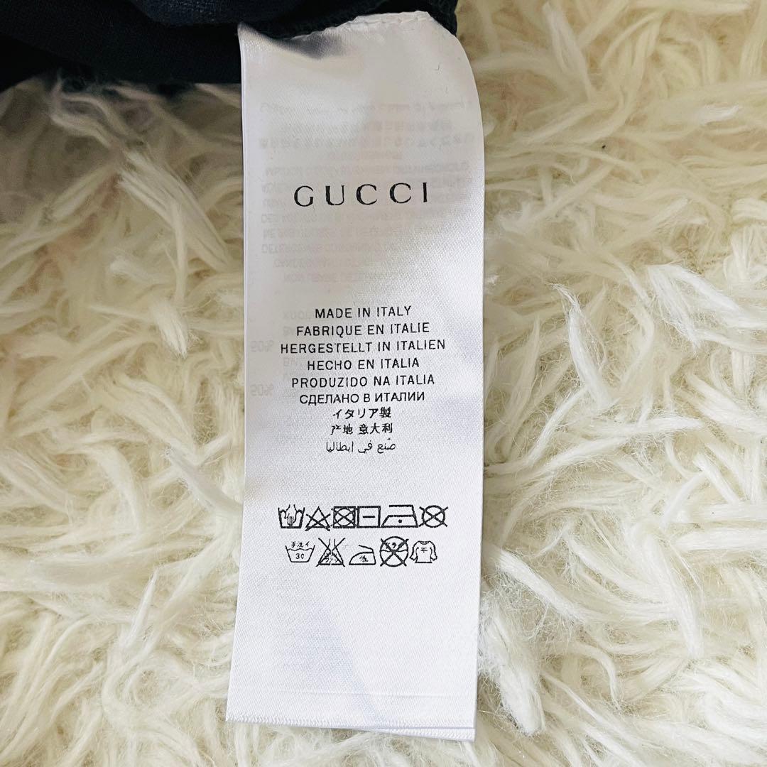 【美品✨】グッチ　ワンピース　パールボタン　ソーホー　フリル　リボン　近年　濃紺