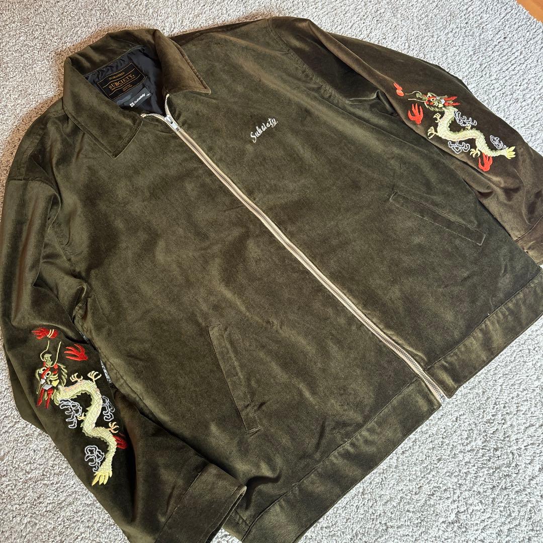 Take F SUBCIETY 即完モデル　ドラゴン刺繍 ベロアスカジャン