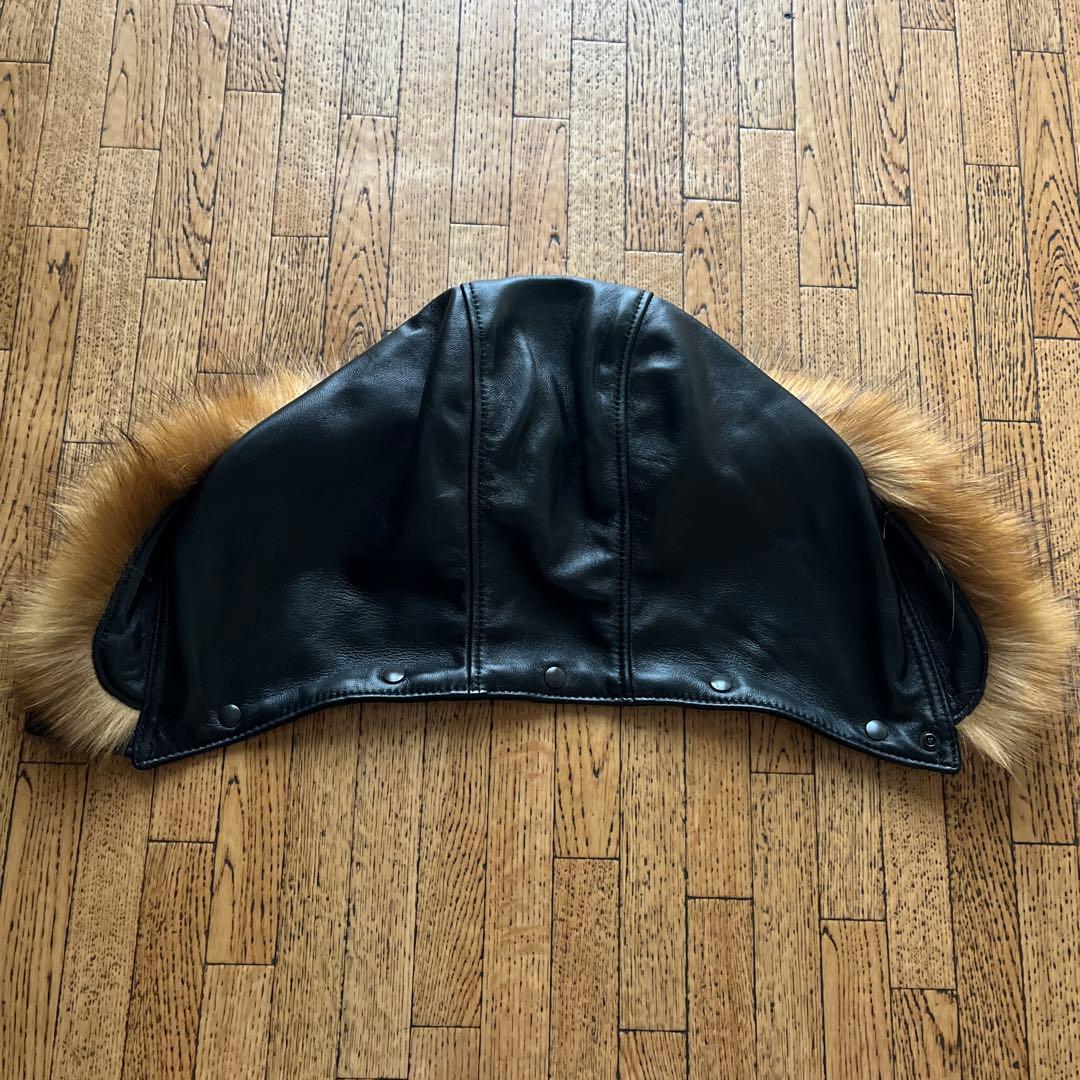 Supreme Schott フーディーレザーボンバージャケット 黒 L