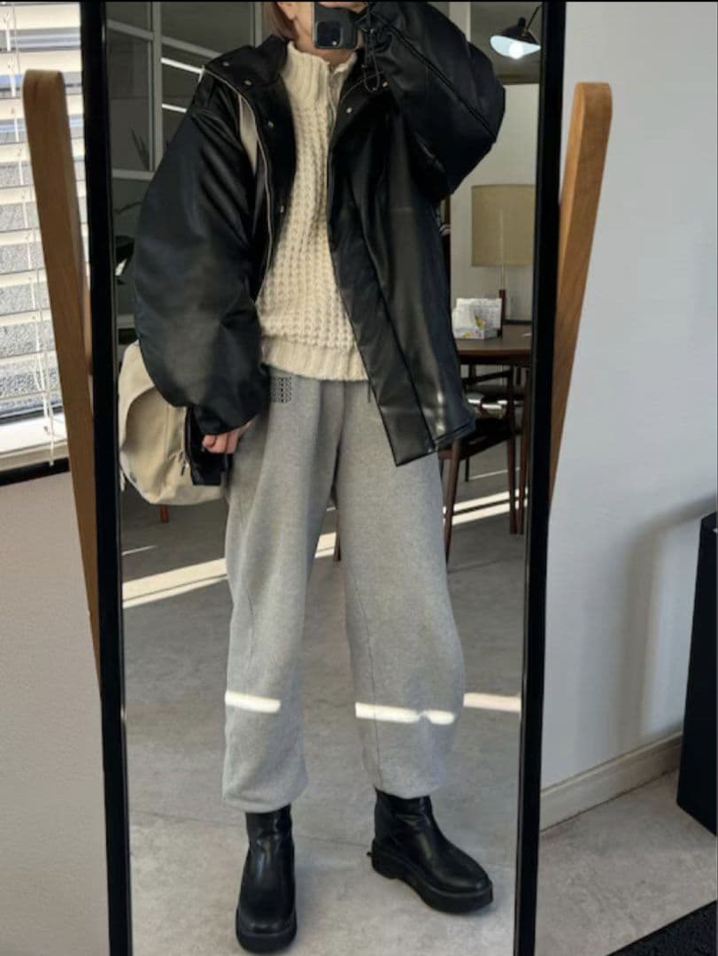 Ameri　PASTING LIKE FAKE LEATHER JACKET