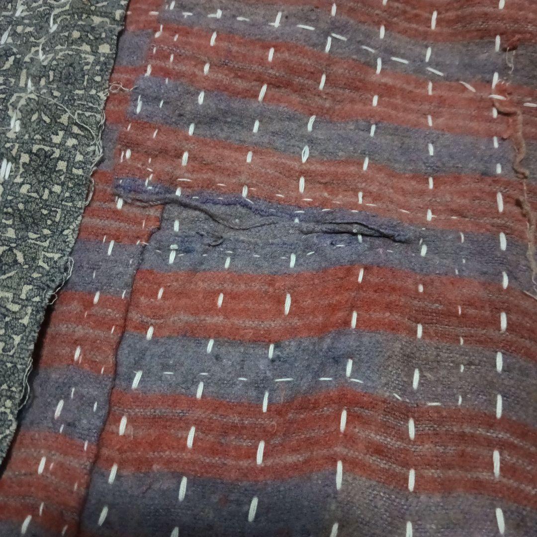 大盤1.7kg　ネル素材　粗刺し子の古布こたつ掛け♪　昭和初期　らんる　襤褸