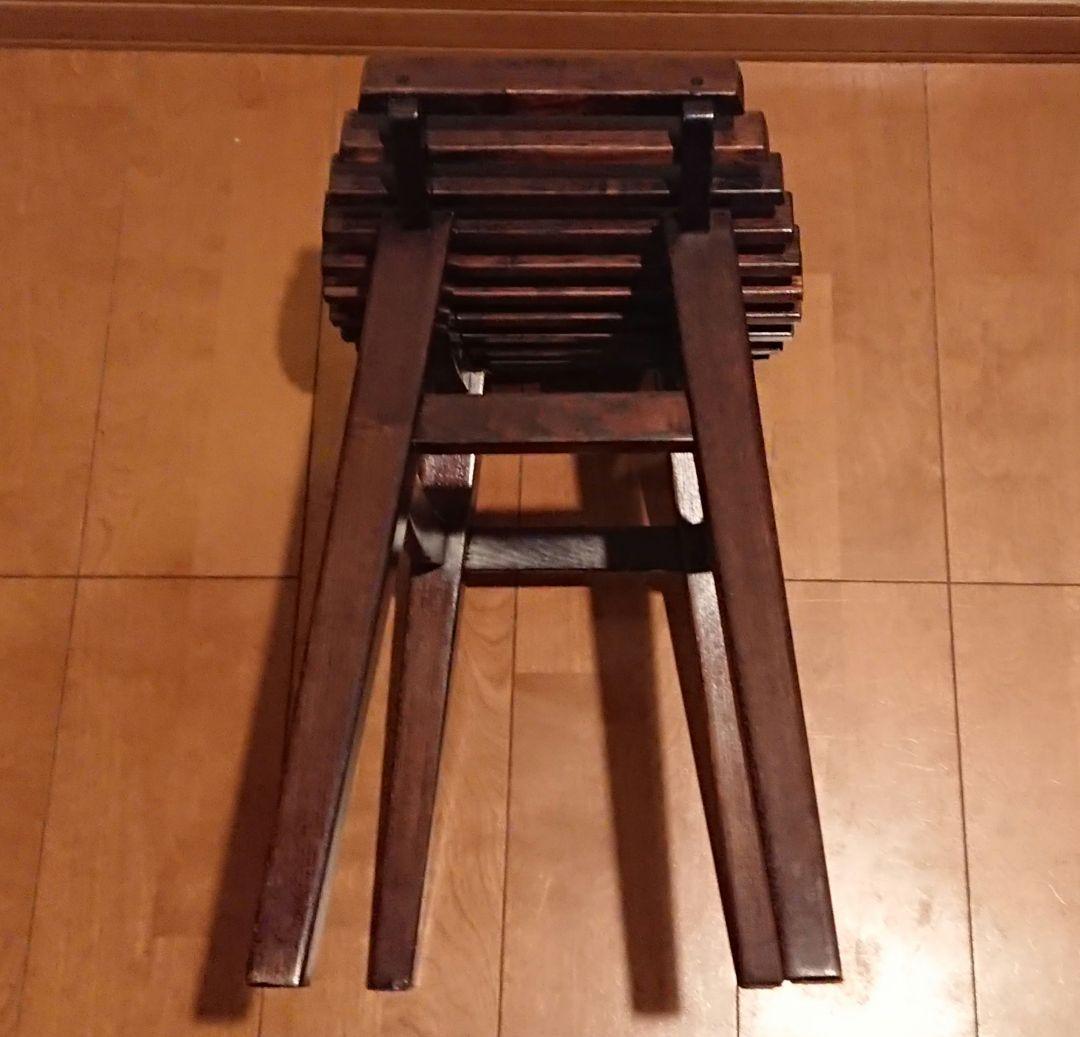 楡無垢材 格子スツール 黒 和モダン アンティーク 椅子 腰掛け 飾り台 天然木