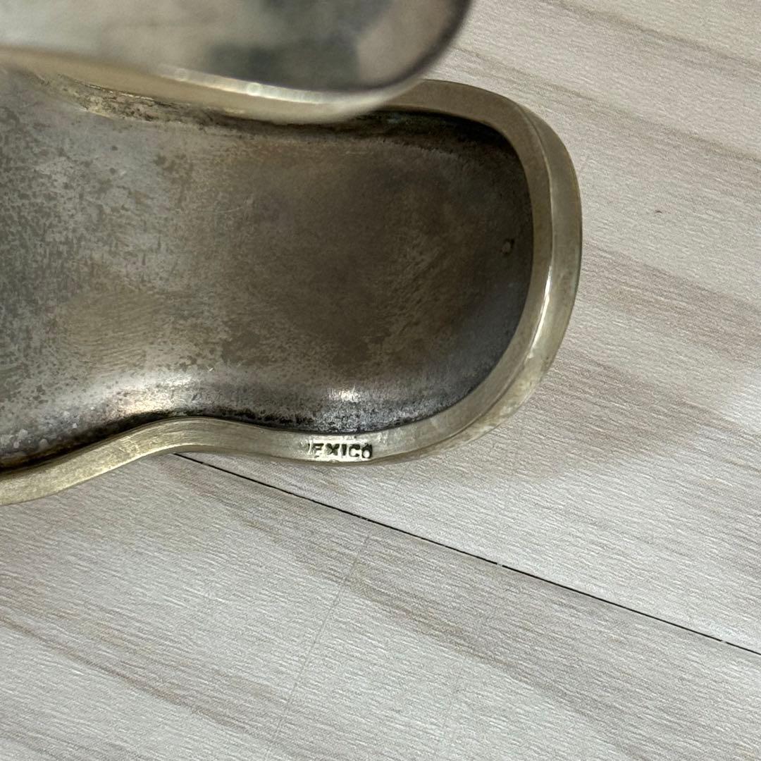 極太　メキシカンジュエリー　シルバー925 バングル　ボーンカフ　MEXICO