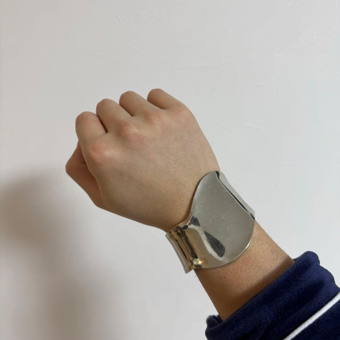 極太　メキシカンジュエリー　シルバー925 バングル　ボーンカフ　MEXICO