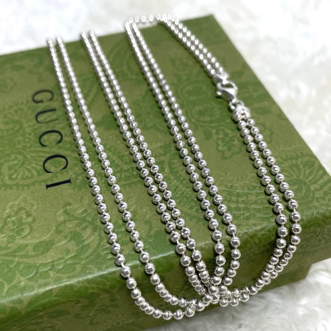 GUCCIグッチ プレートダブルボールチェーンネックレス　フルセット