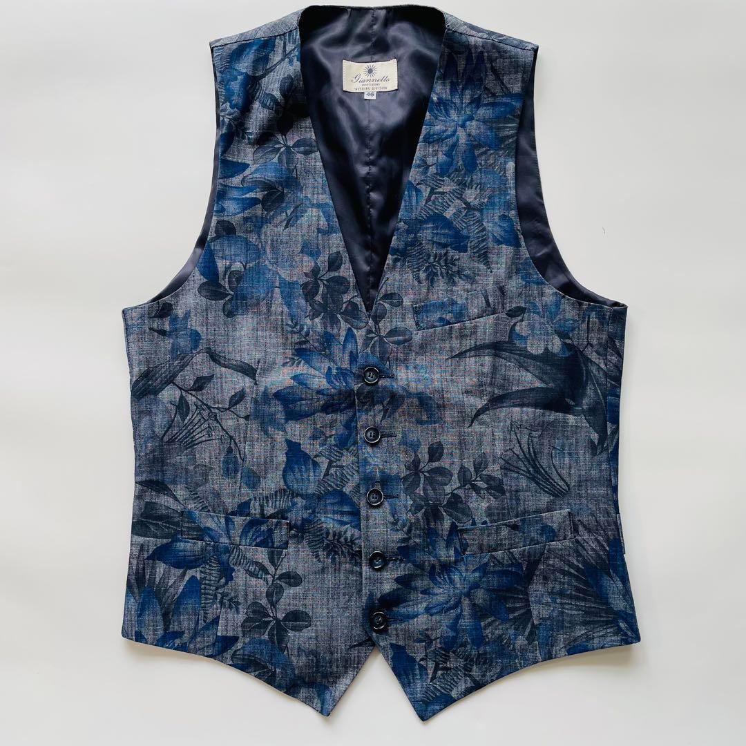 ジャンネット ベスト メンズ ジレ 花柄 総柄 シングル46 イタリア製
