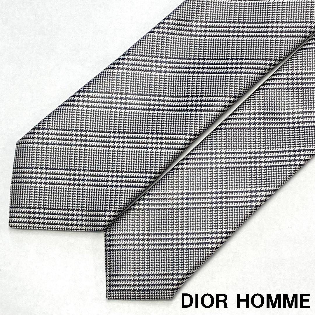 美品 Dior Homme ディオールオム エディ期 グレンチェックナロータイ