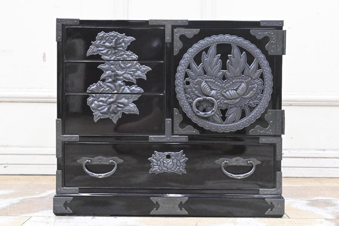 NH19 超美品 最高級 欅産業 仙台箪笥 宮城県推奨品 漆塗り小引出 船箪笥