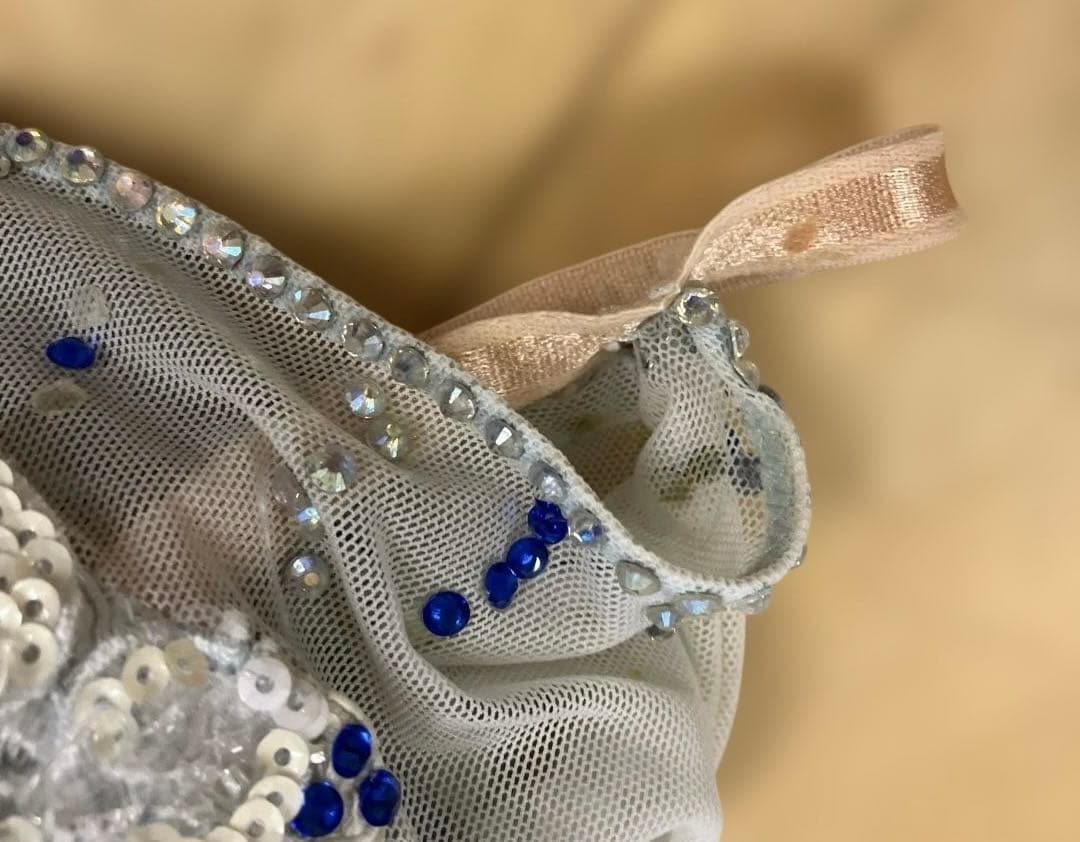 社交ダンス スタンダードドレス 水色 Sサイズ 着丈約114 サピエル