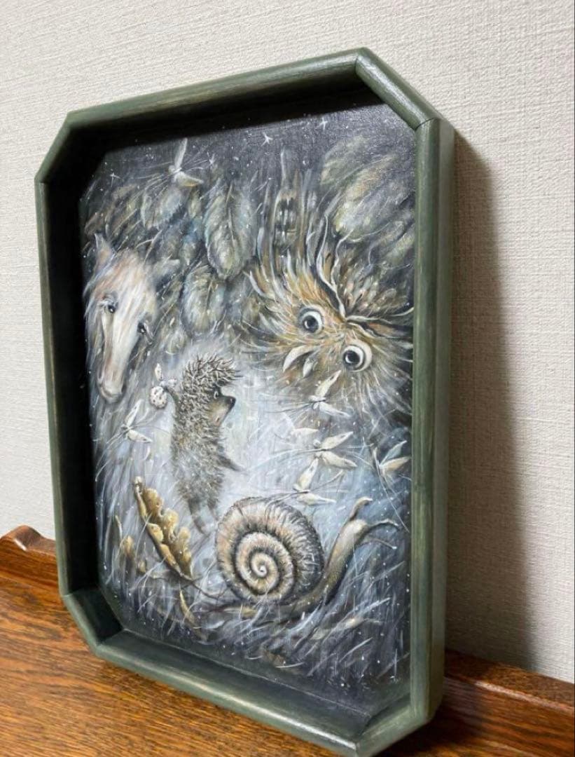 秋の感謝セール♪ロシア雑貨『霧の中のハリネズミ』飾り皿木製トレー マトリョーシカ
