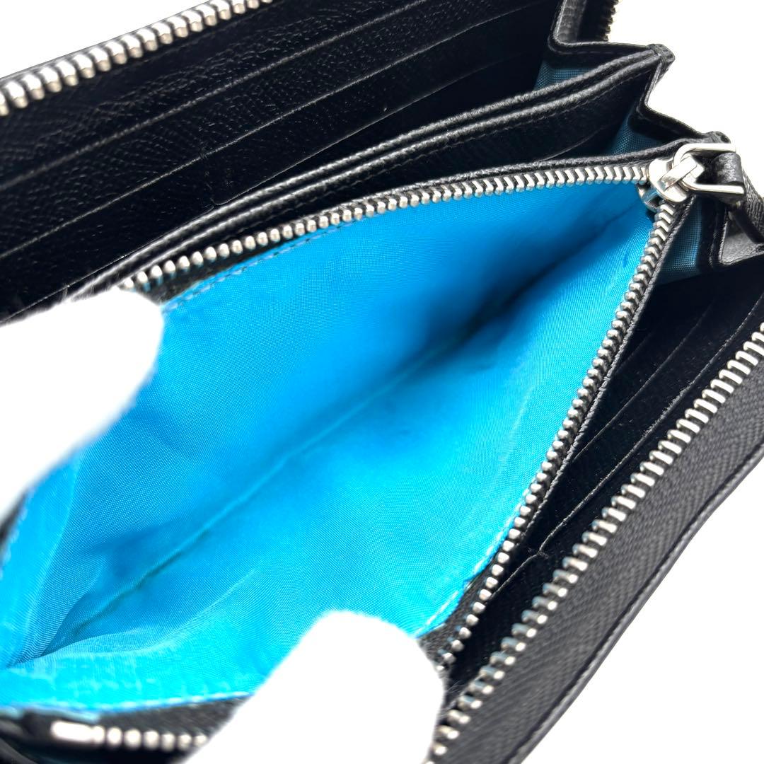 極美品・RFID ブルガリ ビーゼロワン 長財布 ラウンドジップ レザー 黒