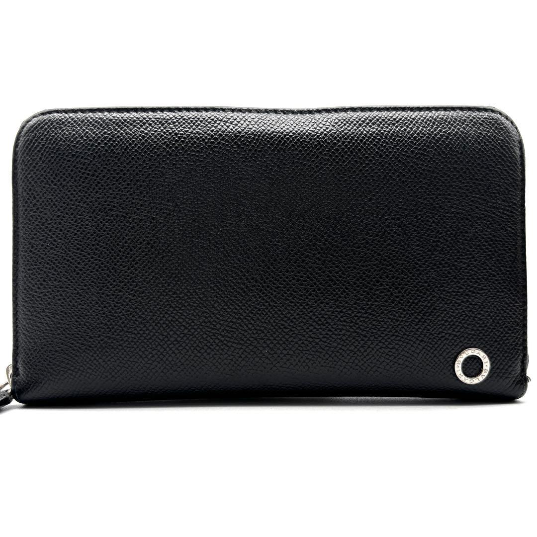 極美品・RFID ブルガリ ビーゼロワン 長財布 ラウンドジップ レザー 黒
