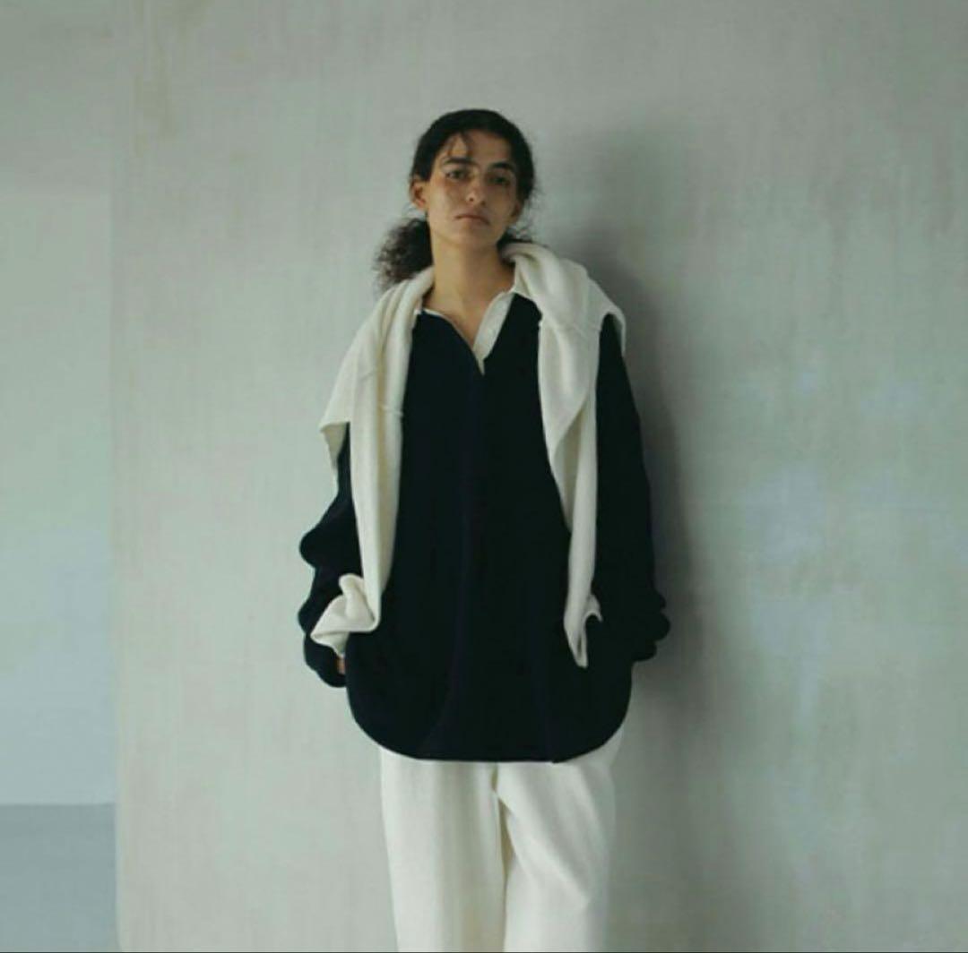 ETRE TOKYO ラガーシャツニットプルオーバー ネイビー