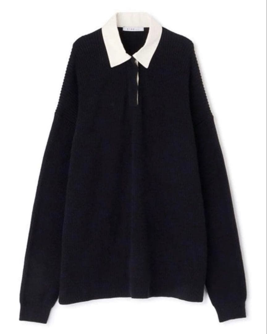 ETRE TOKYO ラガーシャツニットプルオーバー ネイビー