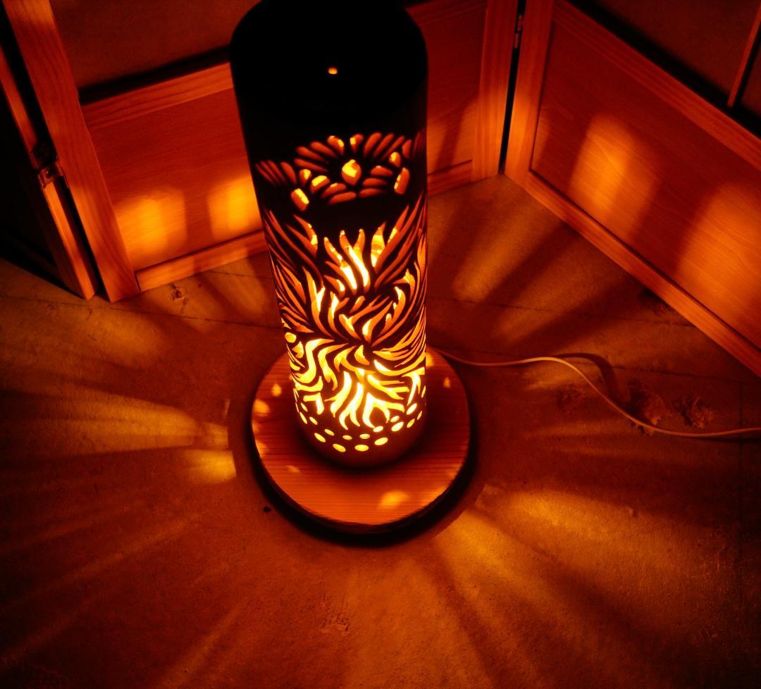 全面彫◆竹灯り・竹あかり・竹灯籠　 ～～ 癒しの灯り ★燃焼★～～