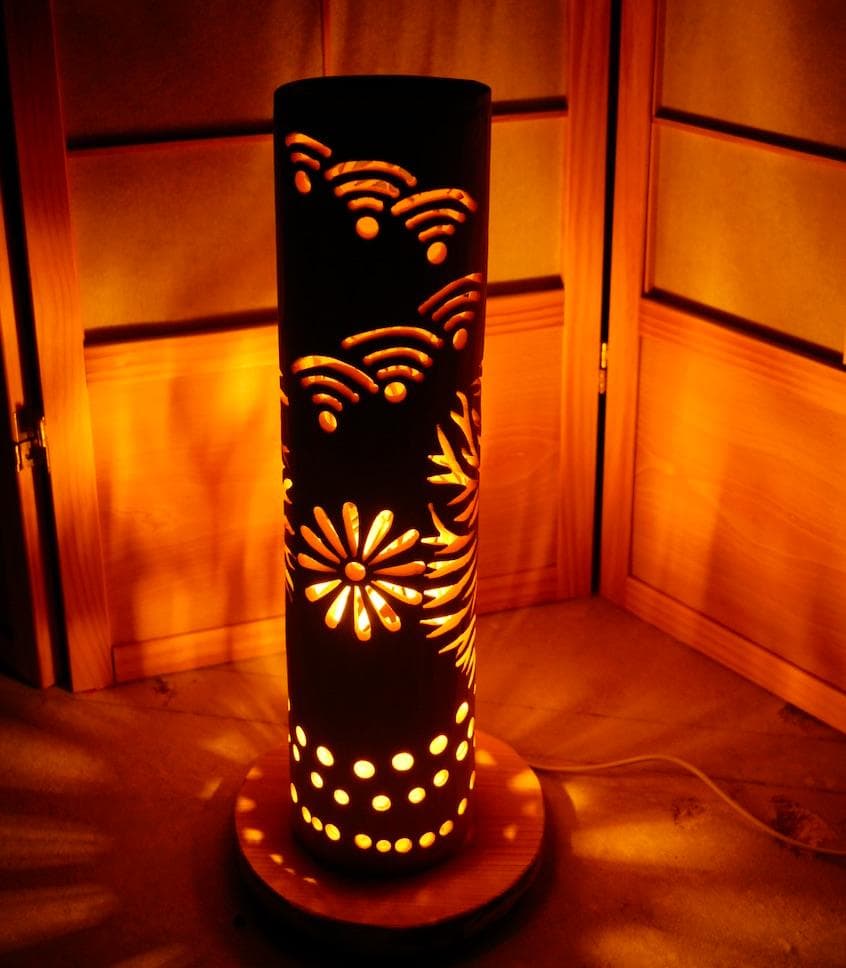 全面彫◆竹灯り・竹あかり・竹灯籠　 ～～ 癒しの灯り ★燃焼★～～