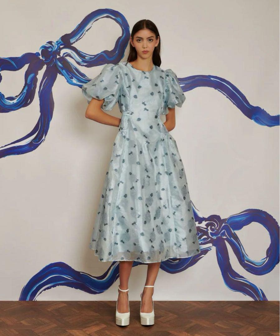 ワンピース POPPY CLOUD FLOWERS JACQUARD MIDI DRESS