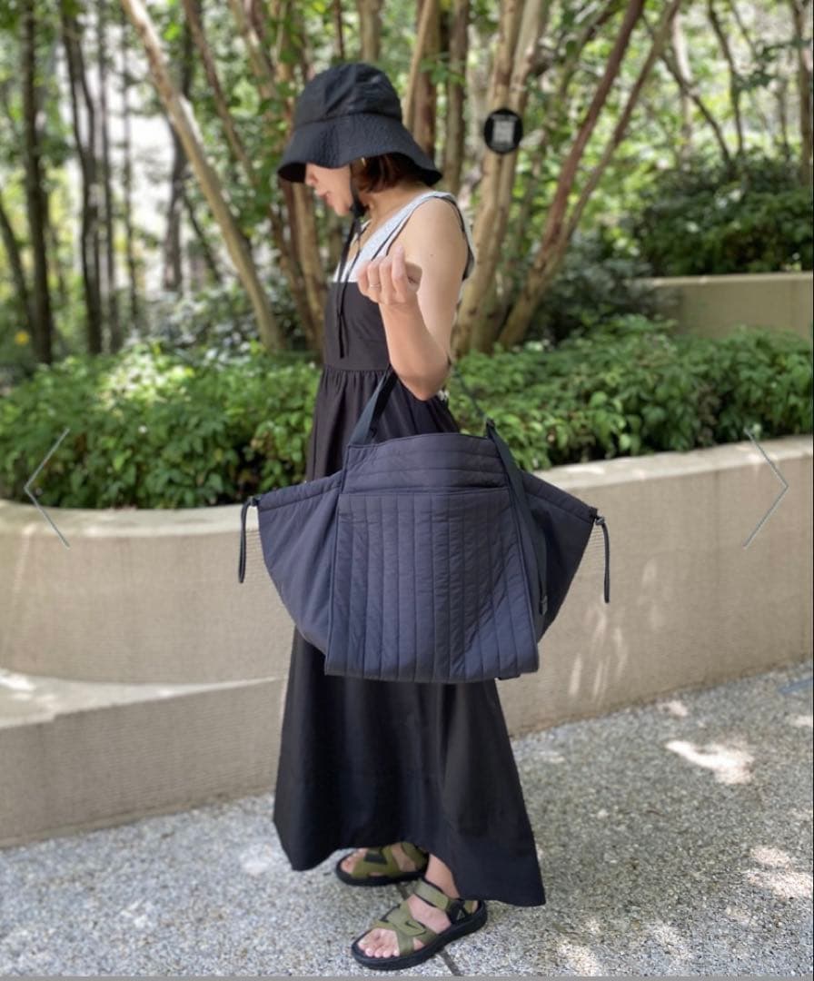 SOLPRESAキルティングトートマザーズバッグ ブラックMサイズ