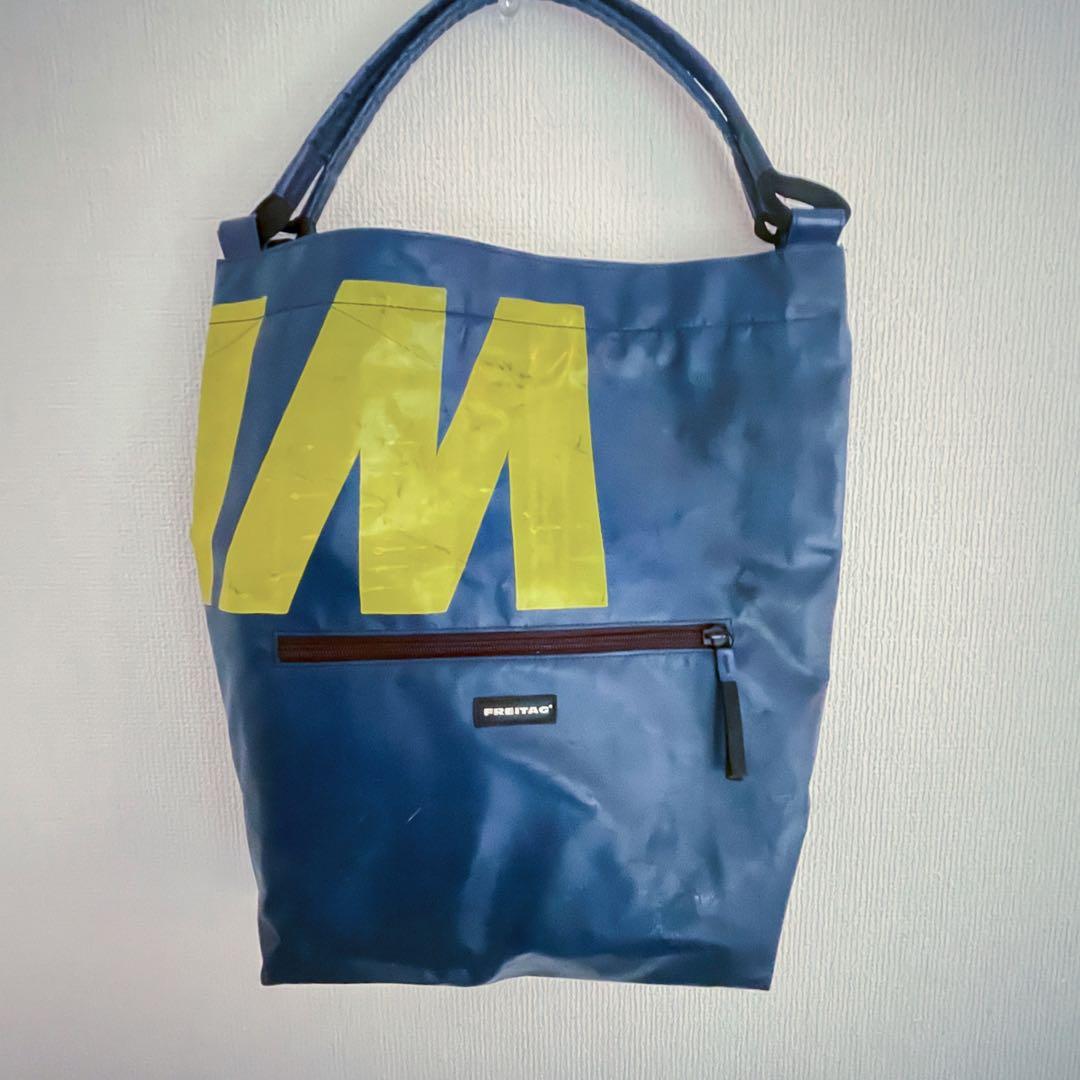 FREITAG トートバッグ 青 Mロゴ ポーチ付き