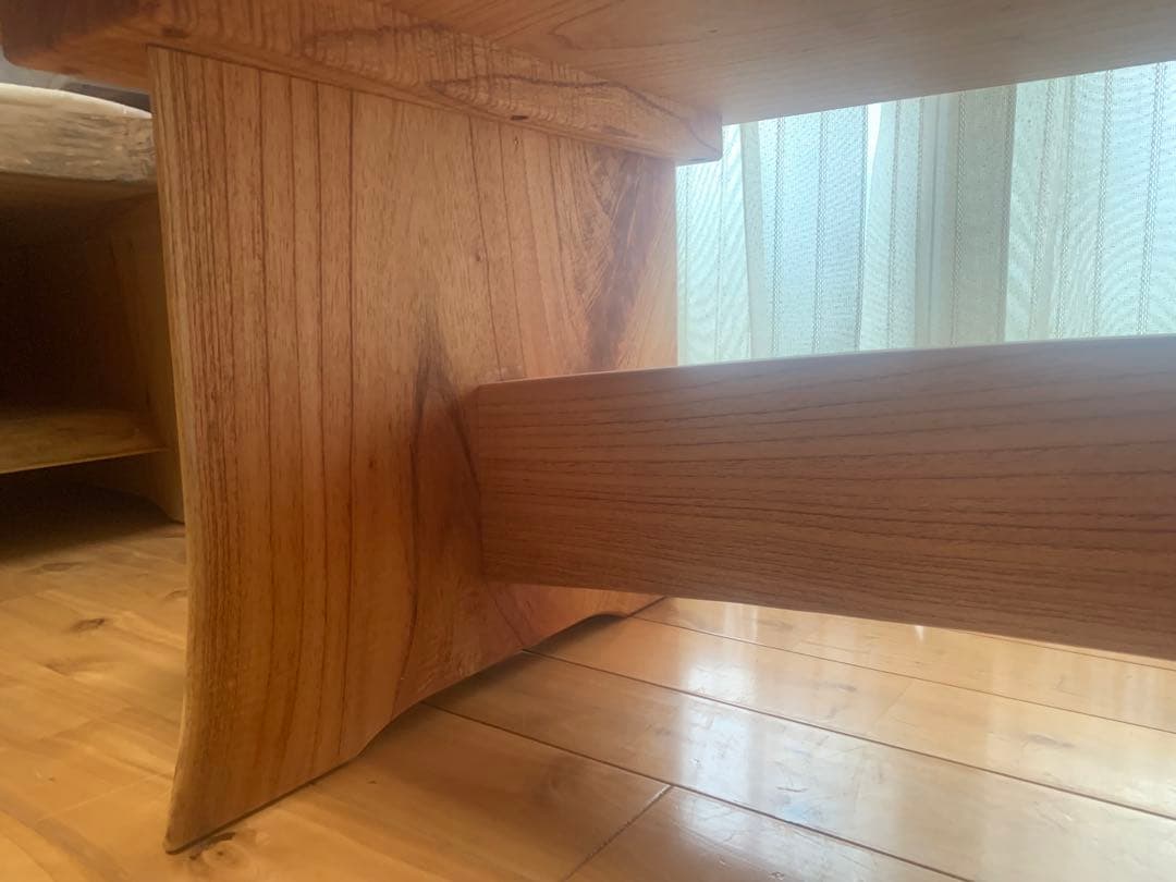 夏セール✨送料込②重厚リビング&ローテーブル(栴檀一枚板天板)＊貫補強