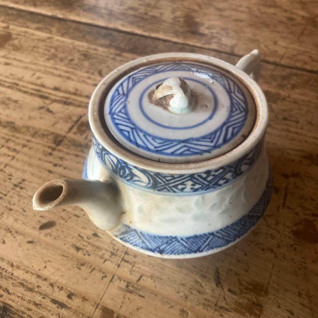 急須　茶壺　中国古玩　清　景徳鎮　蛍手　煎茶　中国茶　民藝　骨董　アンティーク