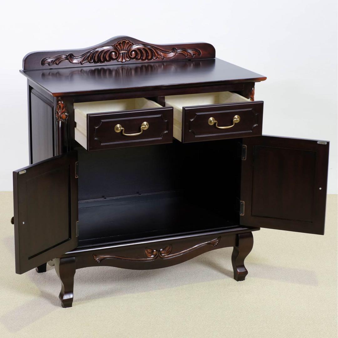 K 新品 アンティーク調 キャビネット 75 飾り棚 リビング収納 サイドボード