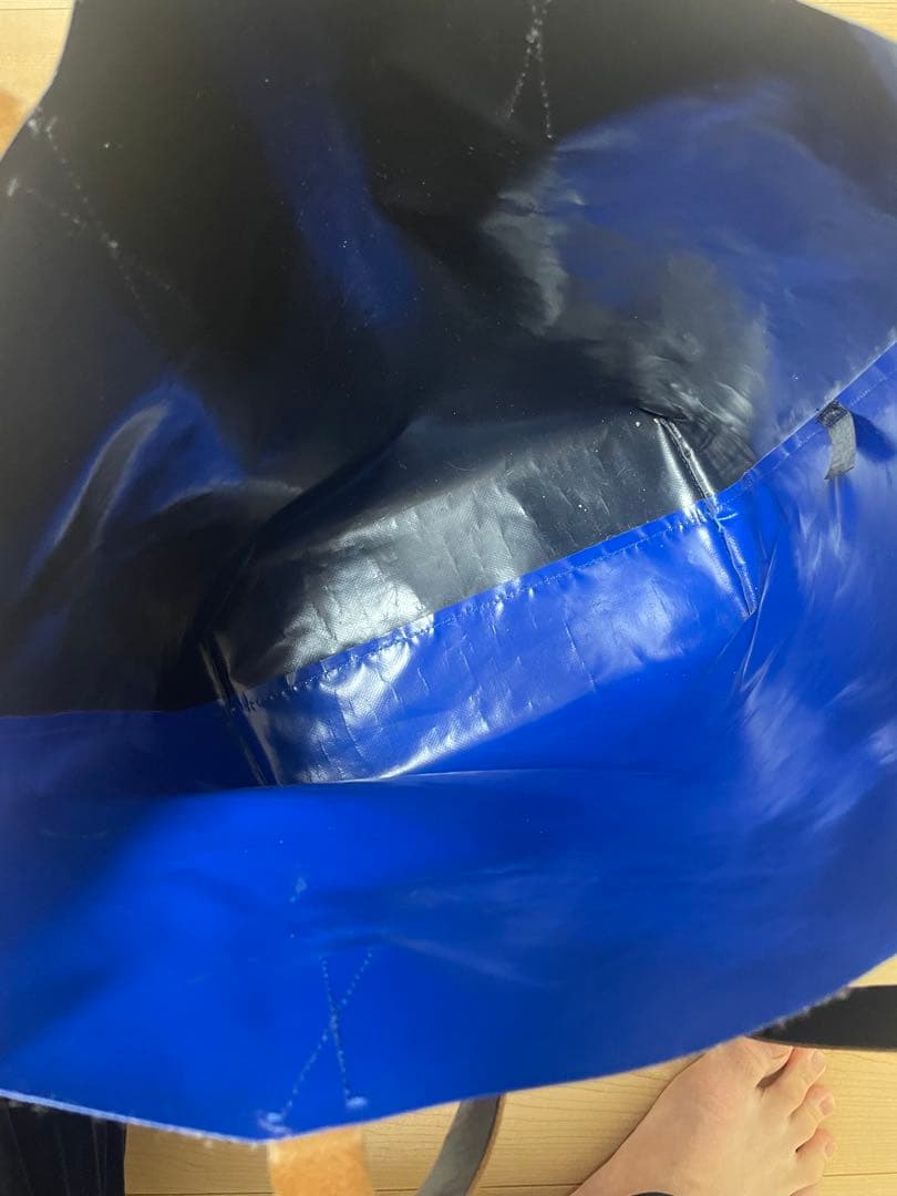 マルニ トライベッカ トートバッグ PVC ブラック×ブルー バイカラー 大容量