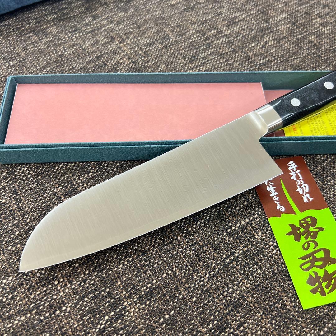 ★新品送料込★堺源吉モリブデン本割込三徳包丁180mm化粧箱入り