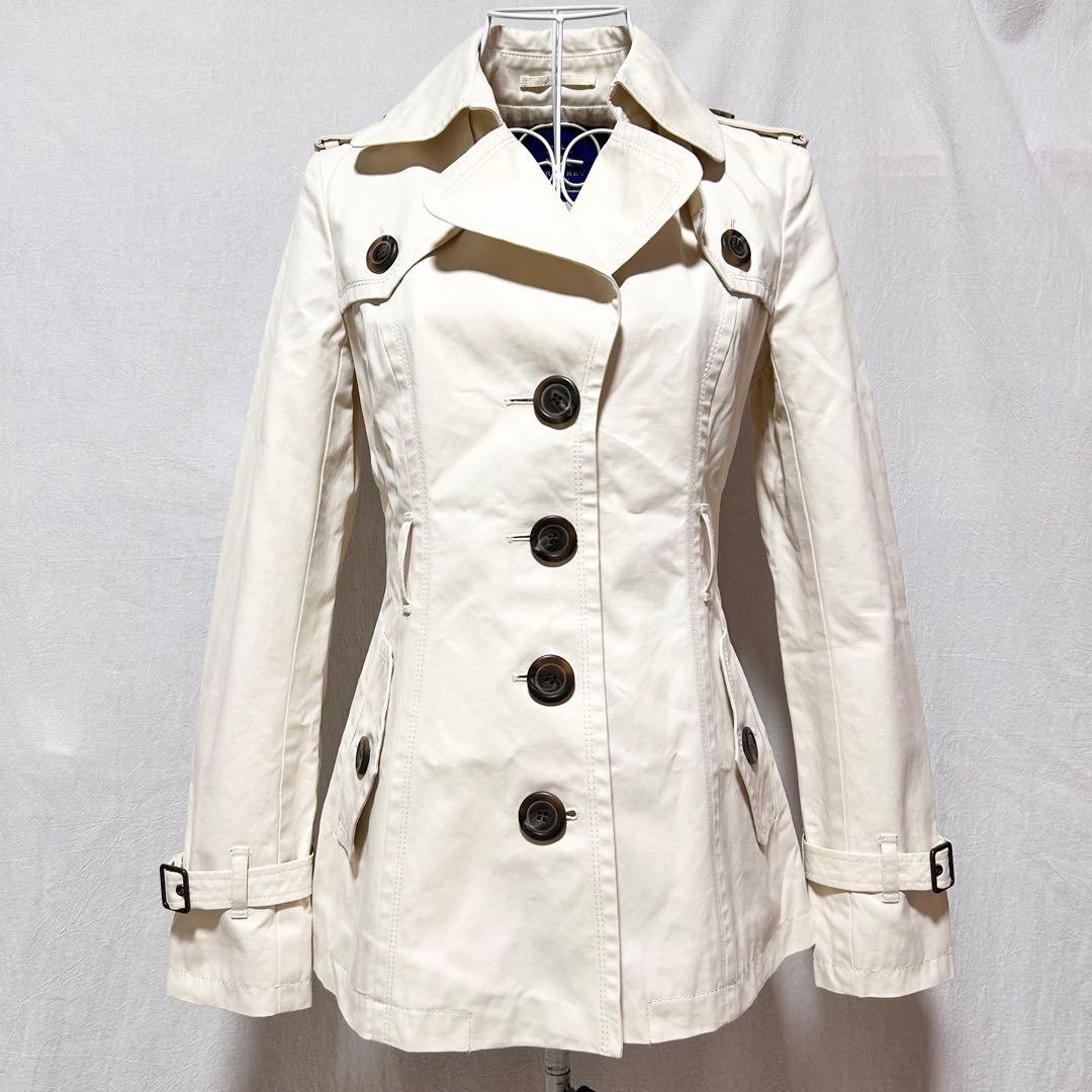 美品 バーバリー ブルーレーベル コート ショート丈 ノバチェック アイボリー