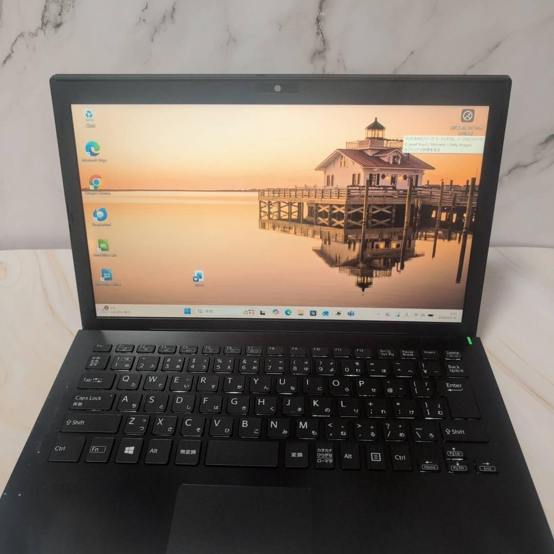 軽量/VAIO/カメラ/オフィス/8G/SSD256/Win11/黒/ノートPC