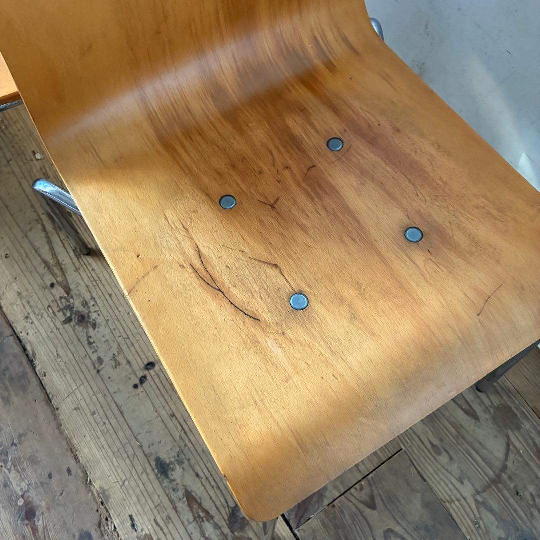 2脚セット ヴィンテージ プライウッド スタッキングチェア ②