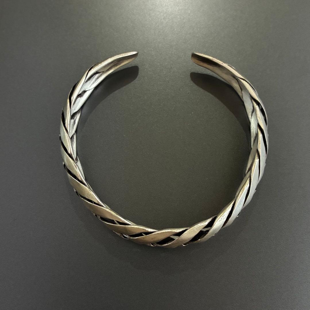 カレンシルバー メンズバングル 高純度シルバー ハンドメイド 編み込みバングル