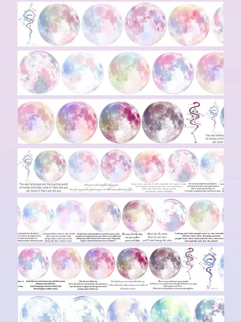 【9482】海外　マステ　6m巻　貝殻光マスキングテープ　月　英文字　装飾背景系