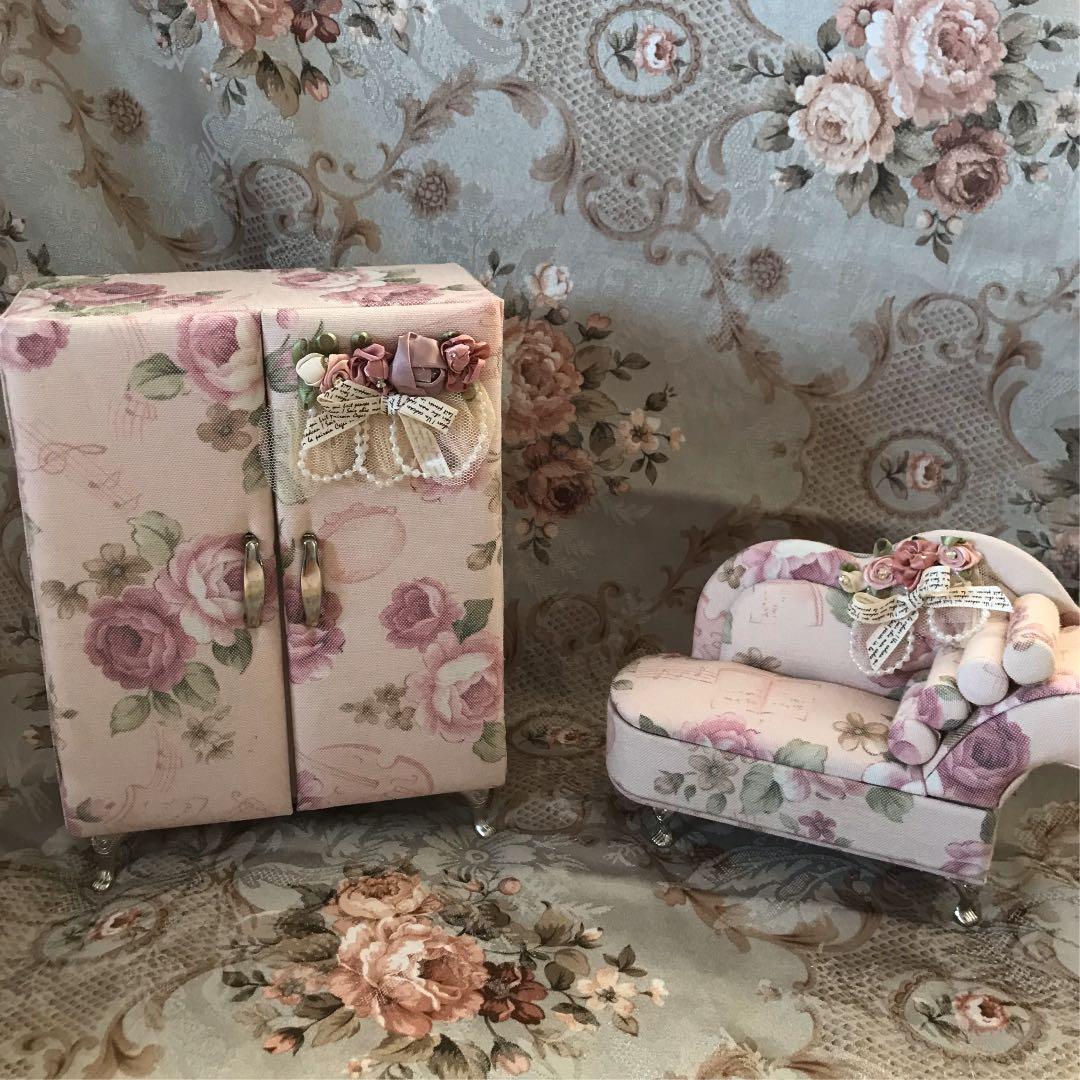 新品☆猫脚クローゼット&カウチソファー型ジュエリーBOX ドールハウス