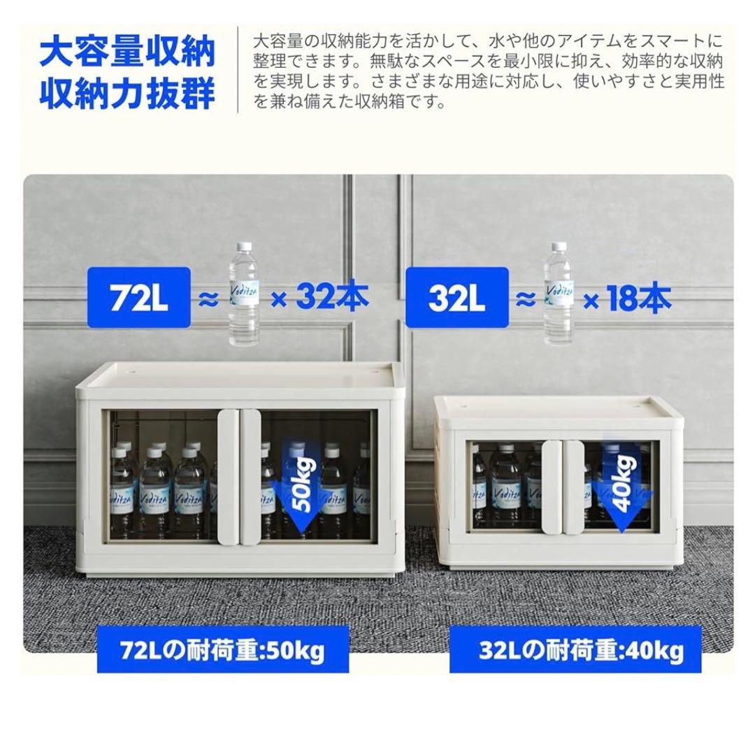 収納ボックス 衣装ケース 収納ケース 折り畳み式 キャスター付 72L 3個
