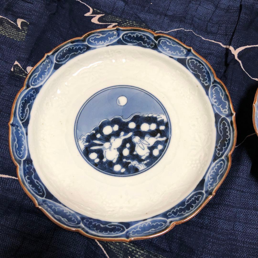 古伊万里　江戸時代　逸品　兎紋様の皿となます皿　逸品　合わせて2枚