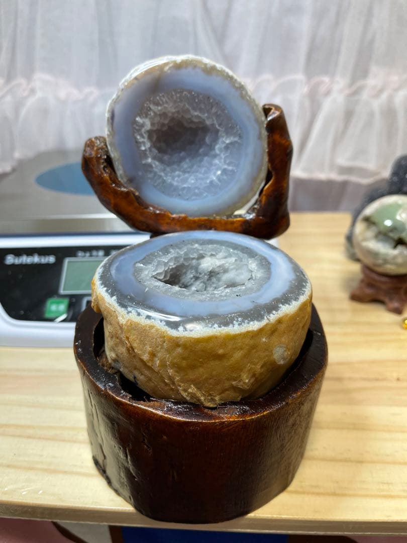 超希少❣️ 瑪瑙　水入り　天然石 ブラジル産 トレジャー瑪瑙　台座付き　⑥