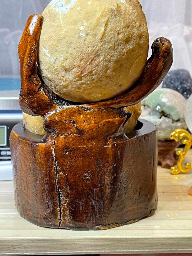 超希少❣️ 瑪瑙　水入り　天然石 ブラジル産 トレジャー瑪瑙　台座付き　⑥