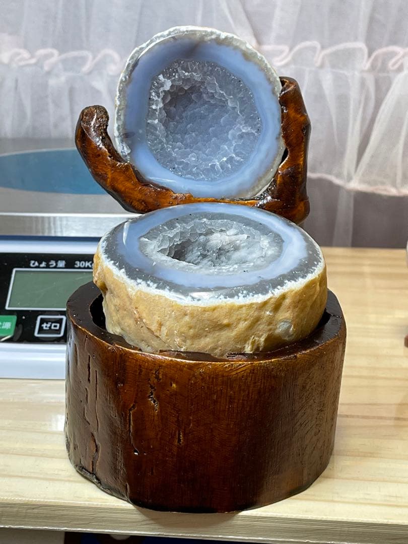 超希少❣️ 瑪瑙　水入り　天然石 ブラジル産 トレジャー瑪瑙　台座付き　⑥