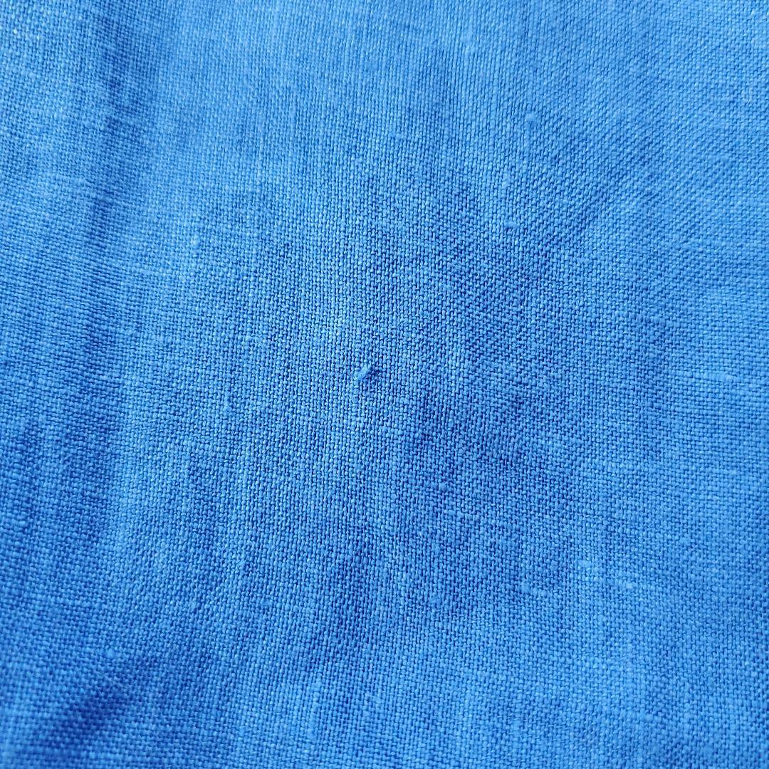 ミズイロインド リネン100％ ドルマンスリーブシャツ ブルー