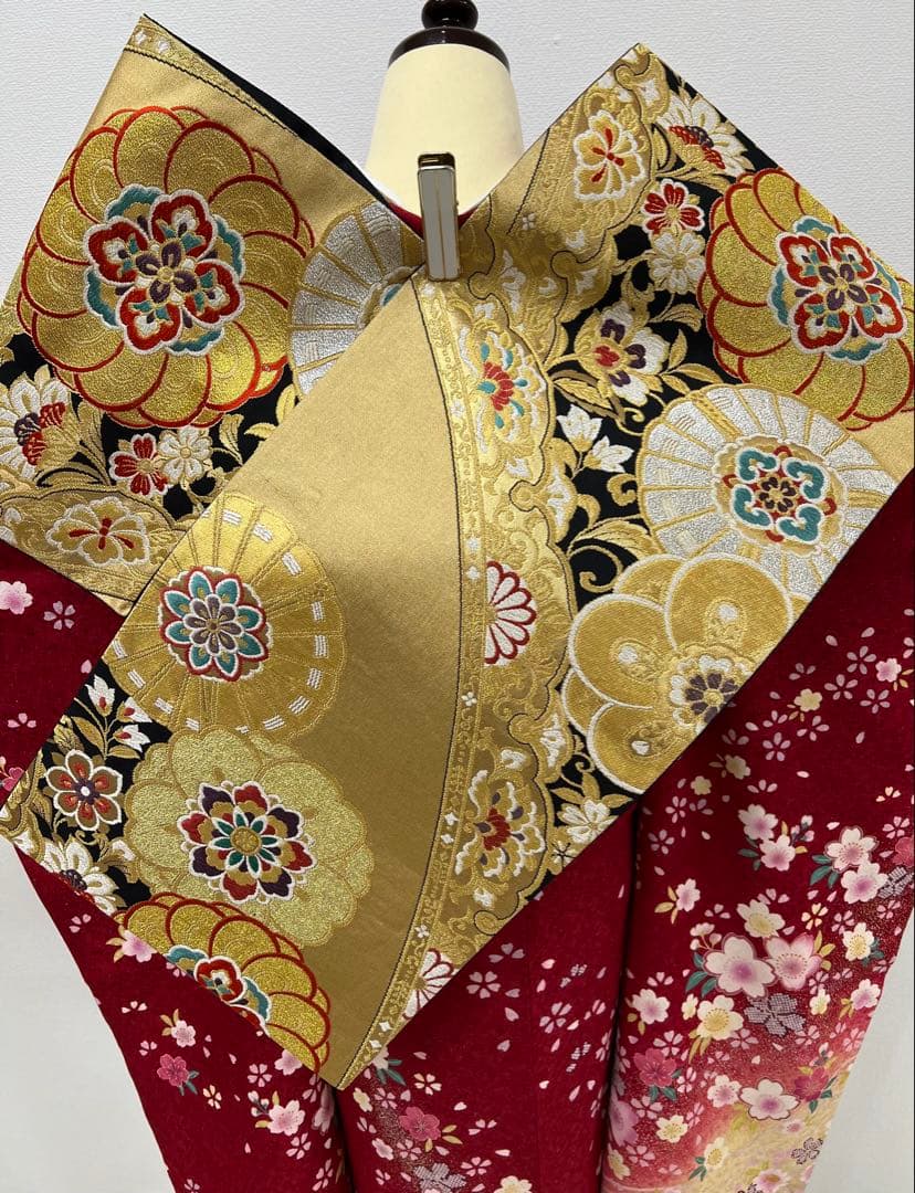 振り袖　フルセット　別誂長襦袢　成人式　赤　金彩加工　刺繍入り　銀通し　760